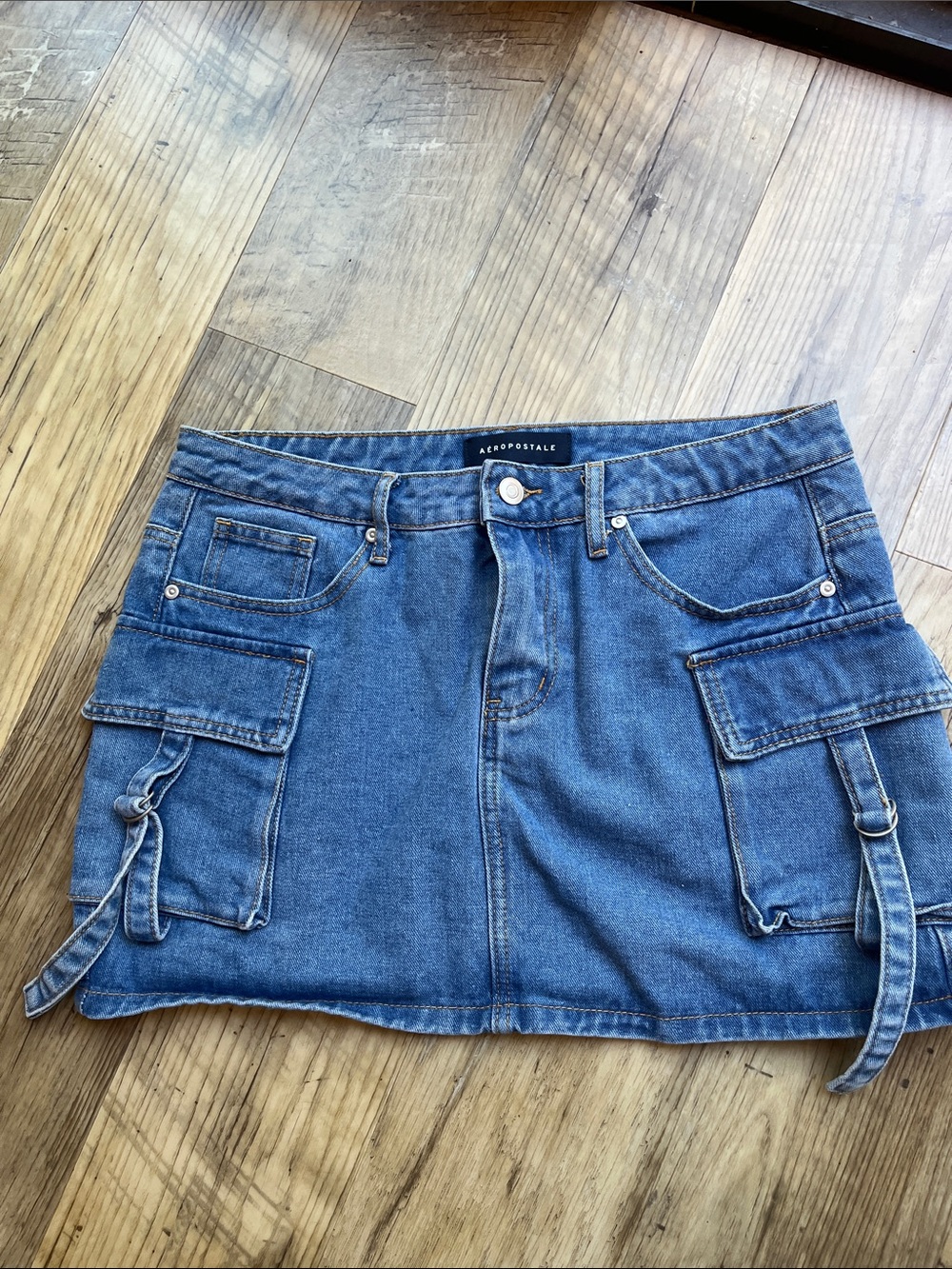 Aeropostale Blue Denim Mini Skirt with Cargo Pockets